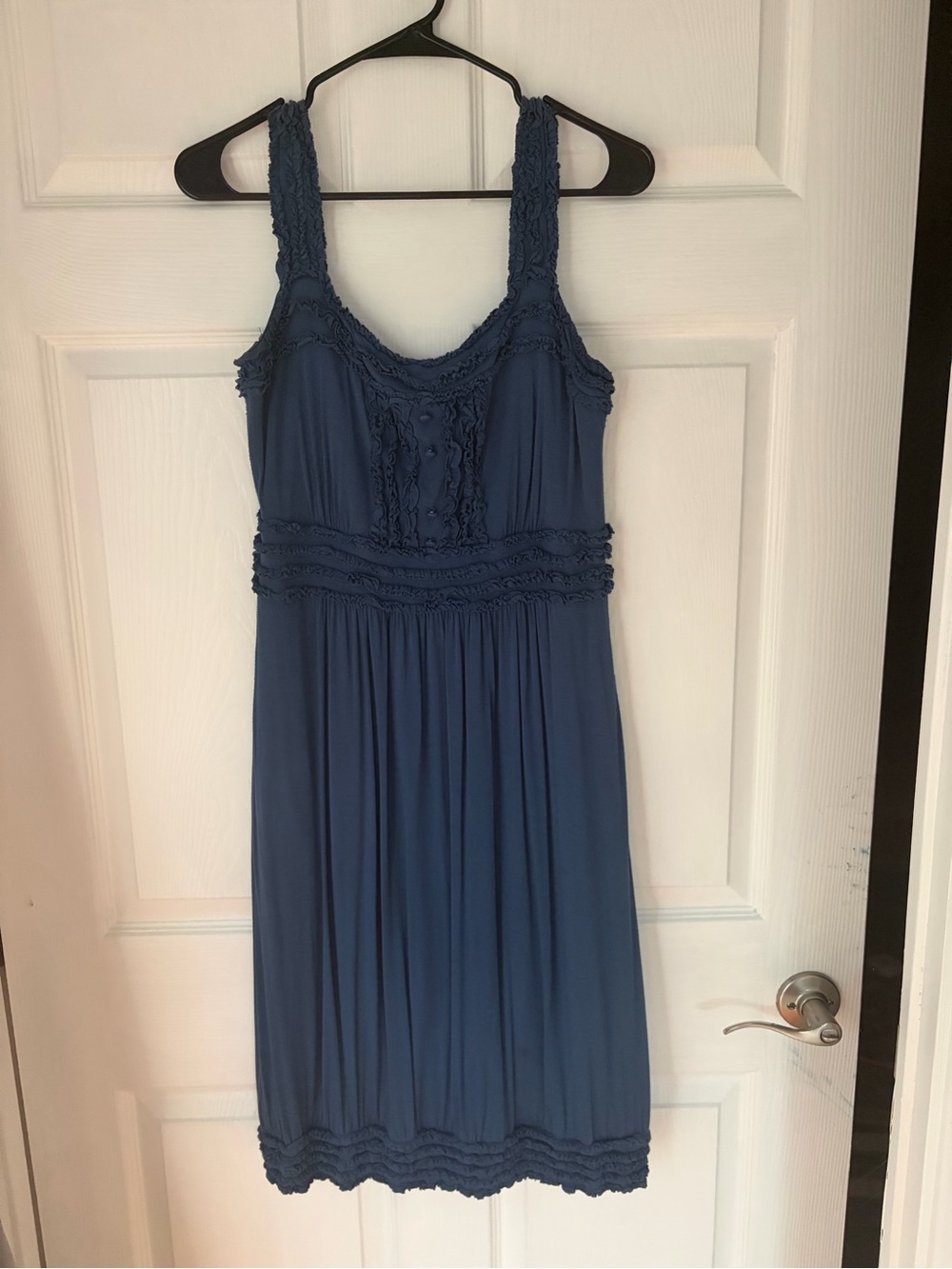 BCBGMaxAzria Blue Sleeveless Midi Dress with Crochet Trim